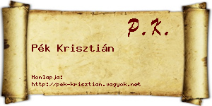 Pék Krisztián névjegykártya